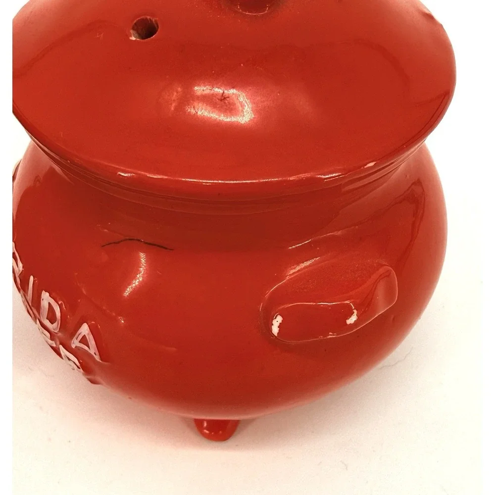 Vtg Collectible Lego Footed Red Kettle Florida Salt & Pepper Shakers 3x3